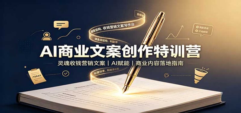 AI商业文案创作特训营:灵魂收钱营销文案,AI赋能,商业内容落地指南-紫橙项目网