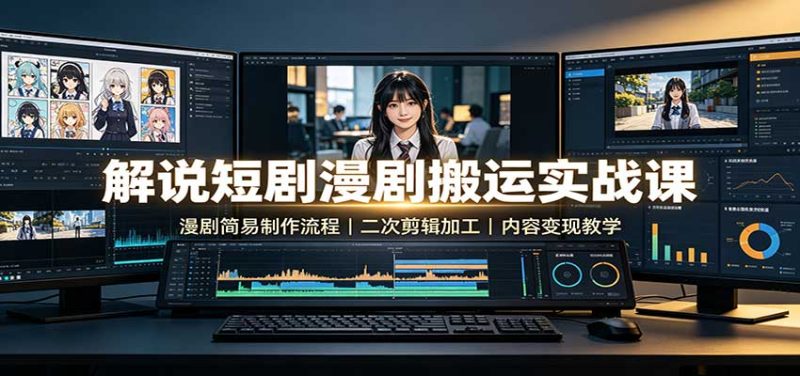 解说短剧漫剧搬运实战课:漫剧简易制作流程,二次剪辑加工,内容变现教学-紫橙项目网