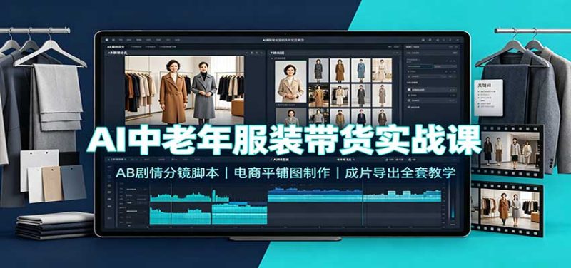AI中老年服装带货实战课:AB剧情分镜脚本,电商平铺图制作,成片导出全套教学-紫橙项目网