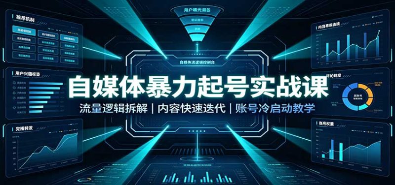 自媒体暴力起号实战课:流量逻辑拆解,内容快速迭代,账号冷启动教学-紫橙项目网