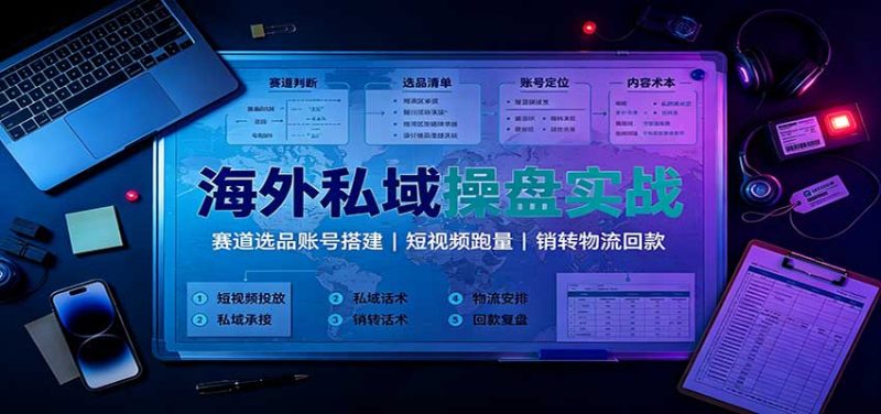 海外私域操盘实战:赛道选品账号搭建,短视频跑量,销转物流回款-紫橙项目网