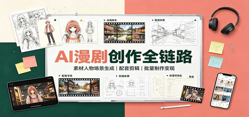 AI漫剧创作全链路:素材人物场景生成,配音剪辑,批量制作变现-紫橙项目网