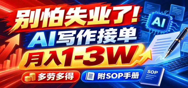 别怕失业了！AI写作接单月入1-3W，多劳多得，附SOP手册-紫橙项目网