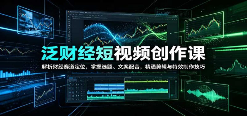 泛财经短视频创作课：解析财经赛道定位，掌握选题、文案配音，精通剪辑与特效制作技巧-紫橙项目网