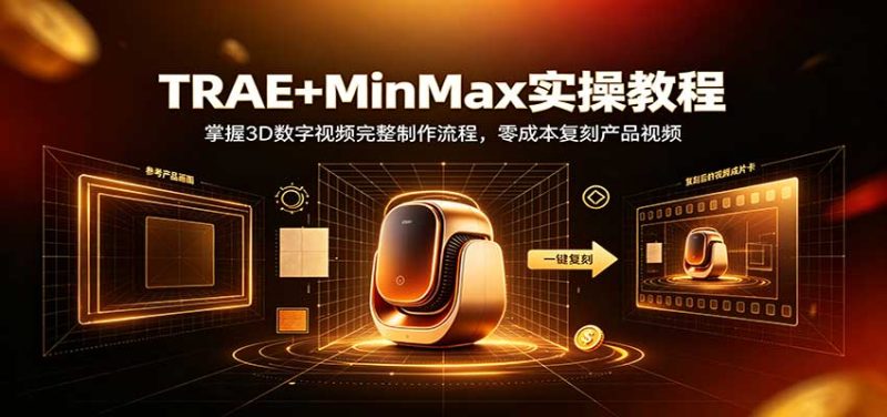 TRAE+MinMax实操教程:掌握3D数字视频完整制作流程,零成本复刻产品视频-紫橙项目网