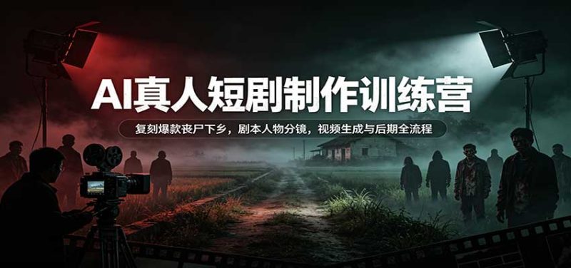 AI真人短剧制作训练营:复刻爆款丧尸下乡,剧本人物分镜,视频生成与后期全流程 - 福缘网