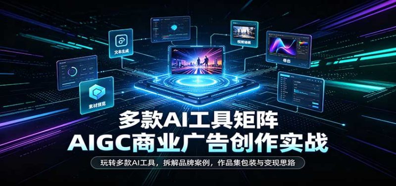 AIGC商业广告创作实战:玩转多款AI工具,拆解品牌案例,作品集包装与变现思路-紫橙项目网