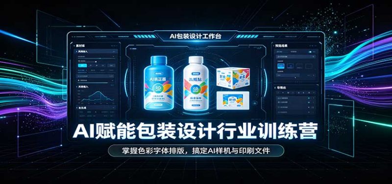 AI赋能包装设计行业训练营:掌握色彩字体排版,搞定AI样机与印刷文件-紫橙项目网