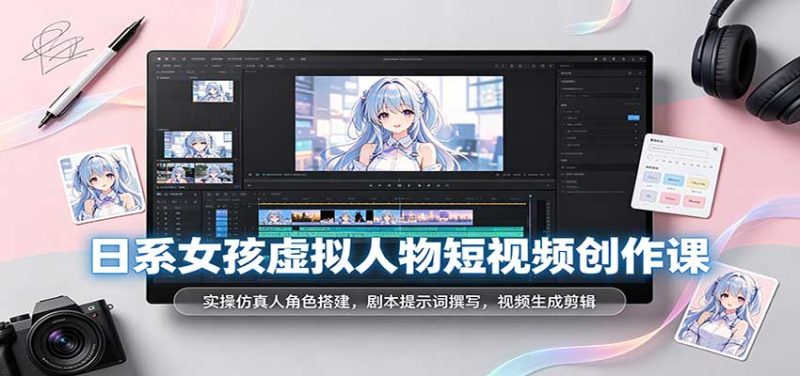 日系女孩虚拟人物短视频创作课:实操仿真人角色搭建,剧本提示词撰写,视频生成剪辑-紫橙项目网