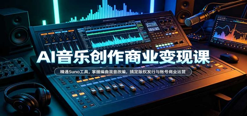 AI音乐创作商业变现课:精通Suno工具,掌握编曲混音改编,搞定版权发行与账号商业运营-紫橙项目网