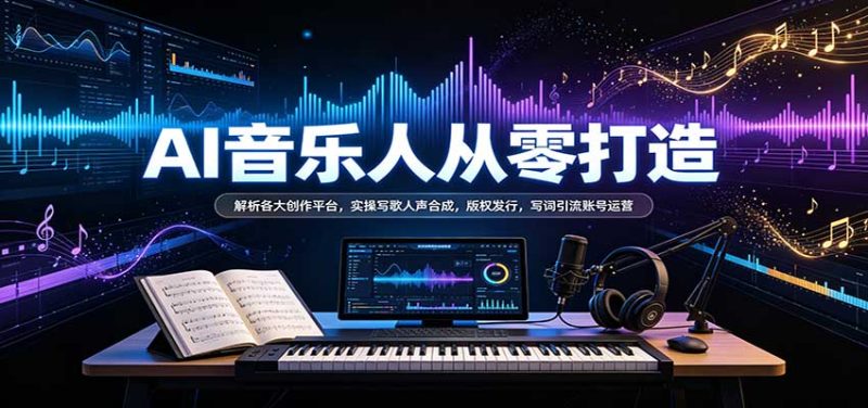 AI音乐人从零打造:解析各大创作平台,实操写歌人声合成,版权发行,写词引流账号运营-紫橙项目网