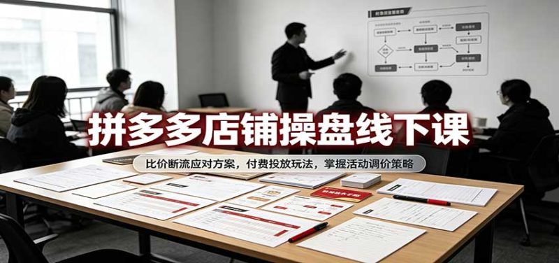 拼多多店铺操盘线下课:比价断流应对方案,付费投放玩法,掌握活动调价策略-紫橙项目网
