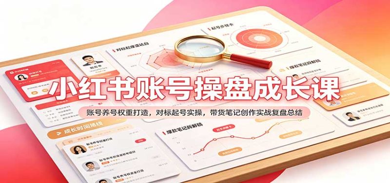小红书账号操盘成长课:账号养号权重打造,对标起号实操,带货笔记创作实战复盘总结-紫橙项目网