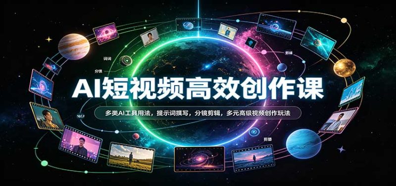 AI短视频高效创作课:多类AI工具用法,提示词撰写,分镜剪辑,多元高级视频创作玩法-紫橙项目网