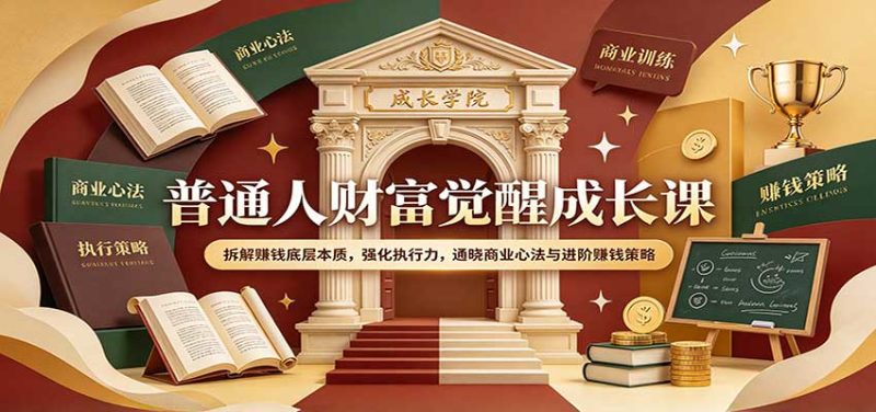 普通人财富觉醒成长课:拆解赚钱底层本质,强化执行力,通晓商业心法与进阶赚钱策略-紫橙项目网