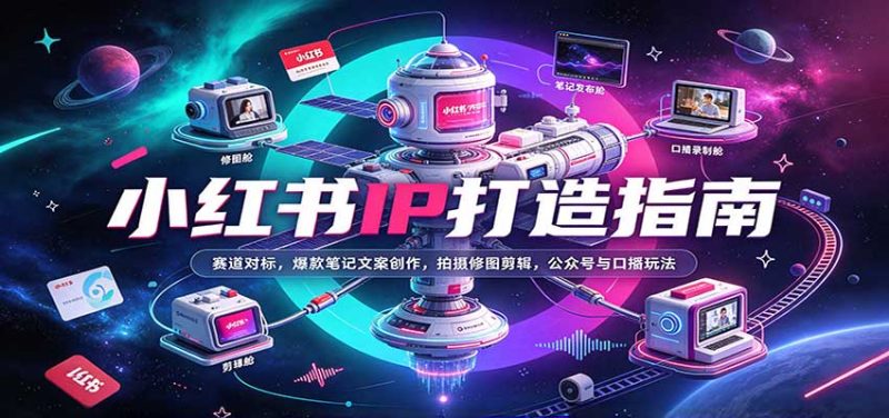 小红书IP打造指南:赛道对标,爆款笔记文案创作,拍摄修图剪辑,公众号与口播玩法-紫橙项目网