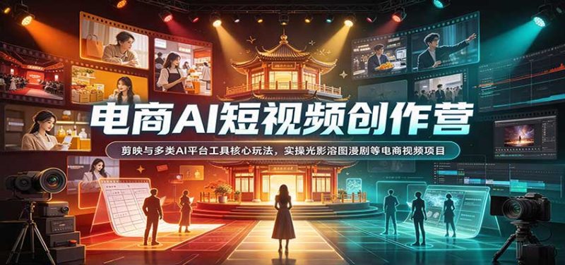 电商AI短视频创作营:剪映与多类AI平台工具核心玩法,实操光影溶图漫剧等电商视频项目-紫橙项目网