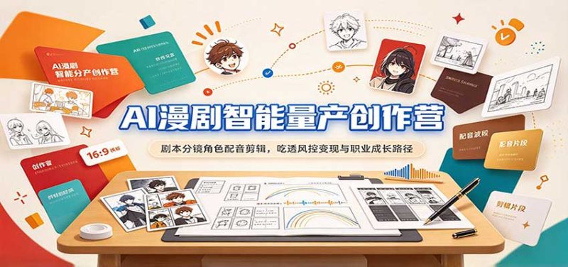 AI漫剧智能量产创作营:剧本分镜角色配音剪辑,吃透风控变现与职业成长路径-紫橙项目网