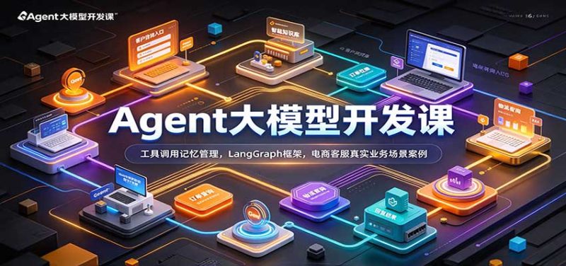 Agent大模型开发课:工具调用记忆管理,LangGraph框架,电商客服真实业务场景案例-紫橙项目网
