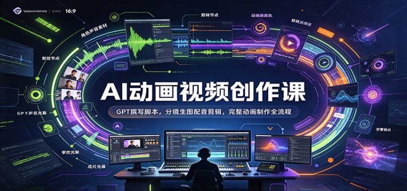 AI动画视频创作课:GPT撰写脚本,分镜生图配音剪辑,完整动画制作全流程-紫橙项目网