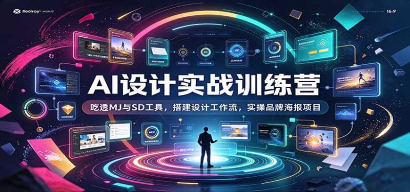 AI设计实战训练营:吃透MJ与SD工具,搭建设计工作流,实操品牌海报项目-紫橙项目网