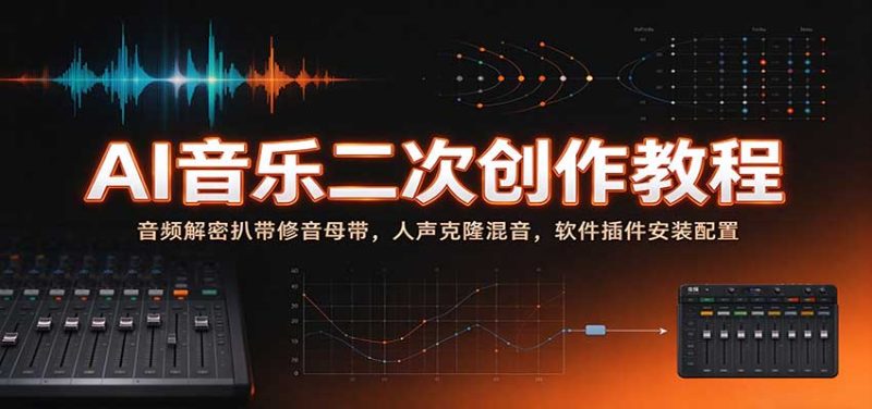 AI音乐二次创作教程:音频解密扒带修音母带,人声克隆混音,软件插件安装配置-紫橙项目网