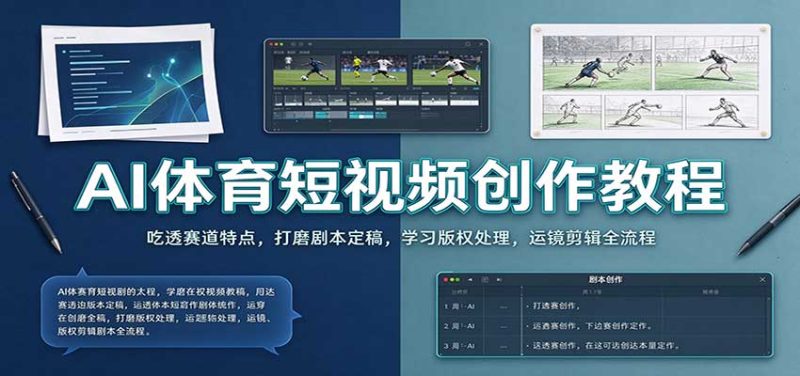AI体育短视频创作教程:吃透赛道特点,打磨剧本定稿,学习版权处理,运镜剪辑全流程-紫橙项目网