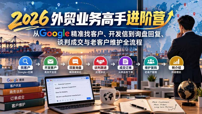 2026外贸业务高手进阶营:从Google精准找客户、开发信到询盘回复、谈判成交与老客户维护全流程-紫橙项目网