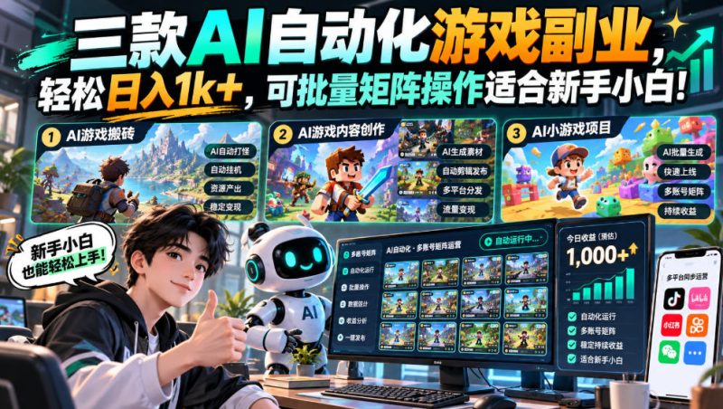 三款长期稳定AI自动化游戏,日入千元,毫无保留的全部教给你!-紫橙项目网