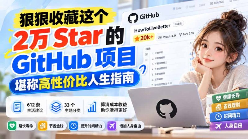 狠狠收藏这个 2 万 Star 的 GitHub 项目,堪称高性价比人生指南。-紫橙项目网