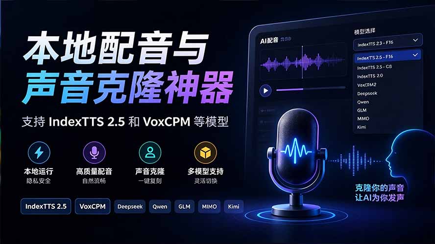 GitHub 最新开源宝藏项目！本地配音与声音克隆能力都齐了，支持Indextts 2.5和VoxCPM等模型 yovoice