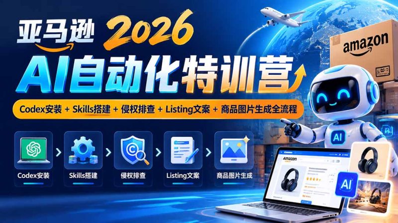 亚马逊2026AI自动化-10月特训营:Codex安装+Skills搭建+侵权排查+Listing文案+商品图片生成全流程 - 中创网