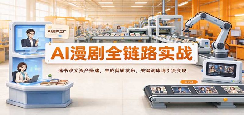 AI漫剧全链路实战:选书改文资产搭建,生成剪辑发布,关键词申请引流变现-紫橙项目网