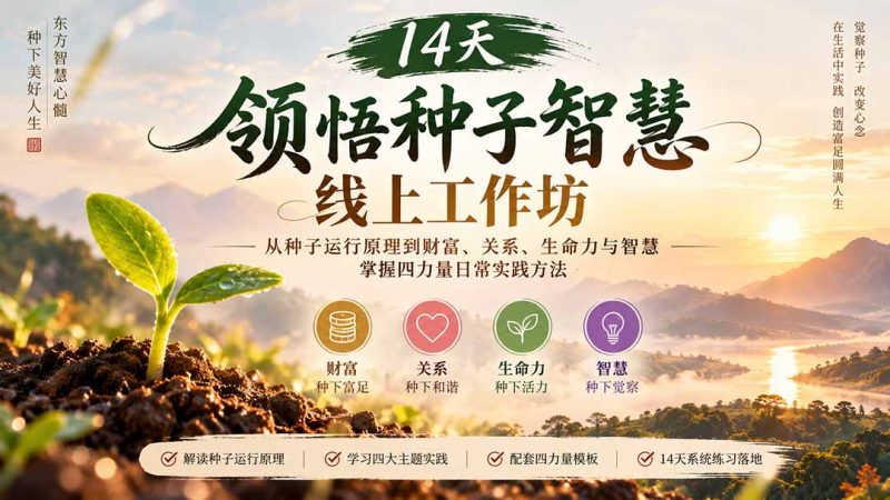 14天领悟种子智慧线上工作坊|从种子运行原理到财富、关系、生命力与智慧,掌握四力量日常实践方法-紫橙项目网