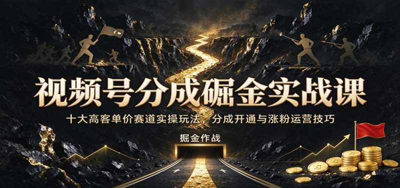 视频号分成掘金实战课:十大高客单价赛道实操玩法,分成开通与涨粉运营技巧-紫橙项目网