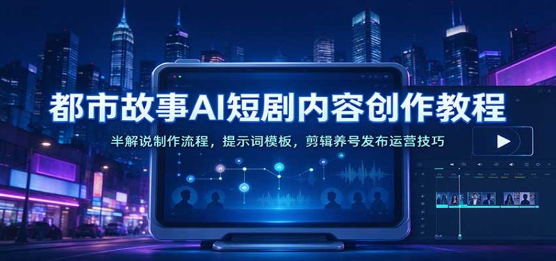 都市故事AI短剧内容创作教程:半解说制作流程,提示词模板,剪辑养号发布运营技巧-紫橙项目网