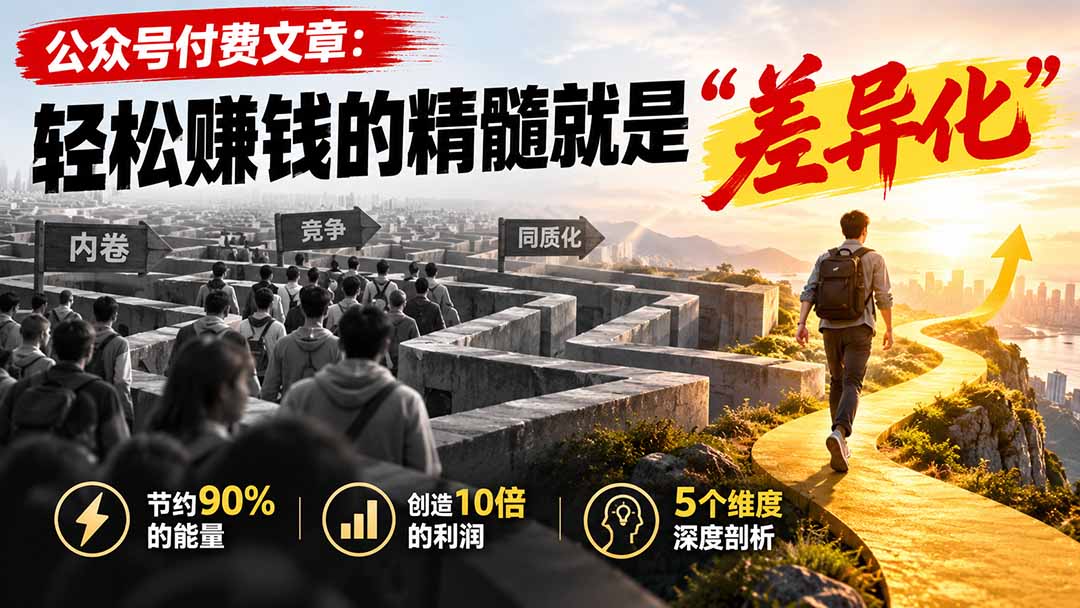 公众号付费文章：轻松赚钱的精髓就是“差异化”
