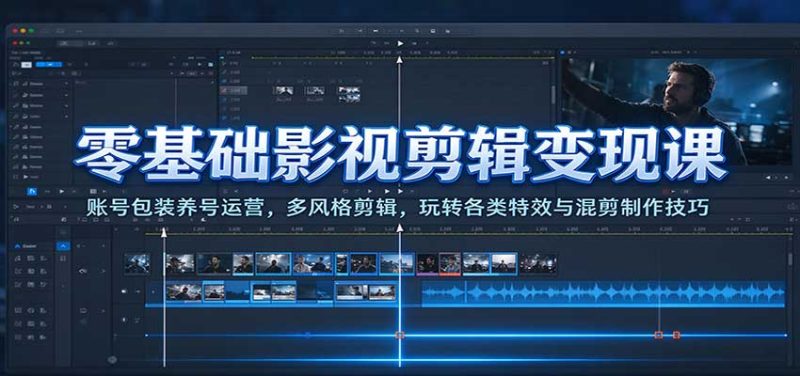 零基础影视剪辑变现课:账号包装养号运营,多风格剪辑,玩转各类特效与混剪制作技巧-紫橙项目网
