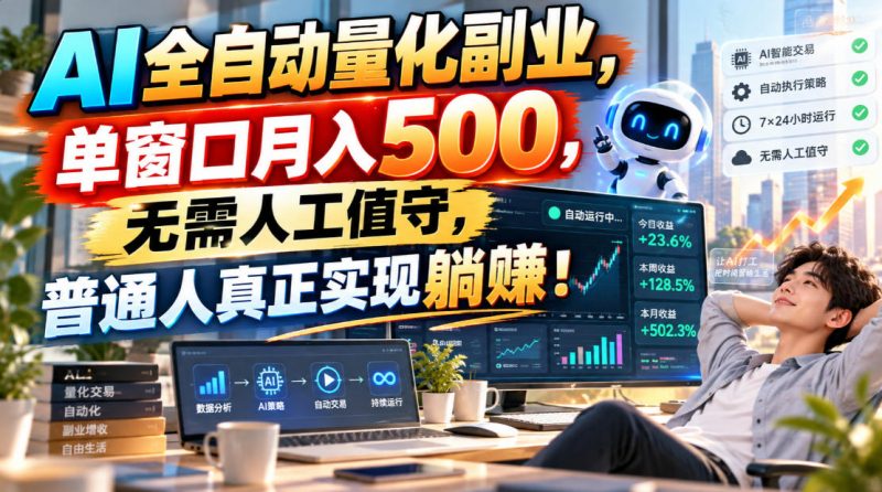 AI全自动量化副业,单窗口月入500,无需人工值守,普通人真正实现躺賺!-紫橙项目网