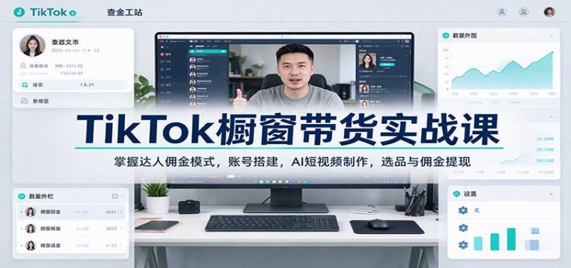 TikTok橱窗带货实战课：掌握达人佣金模式，账号搭建，AI短视频制作，选品与佣金提现-紫橙项目网