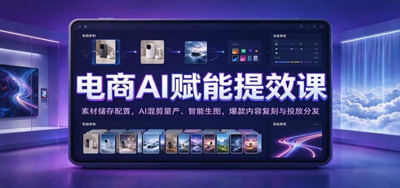 电商AI赋能提效课：素材储存配置，AI混剪量产、智能生图，爆款内容复刻与投放分发-紫橙项目网