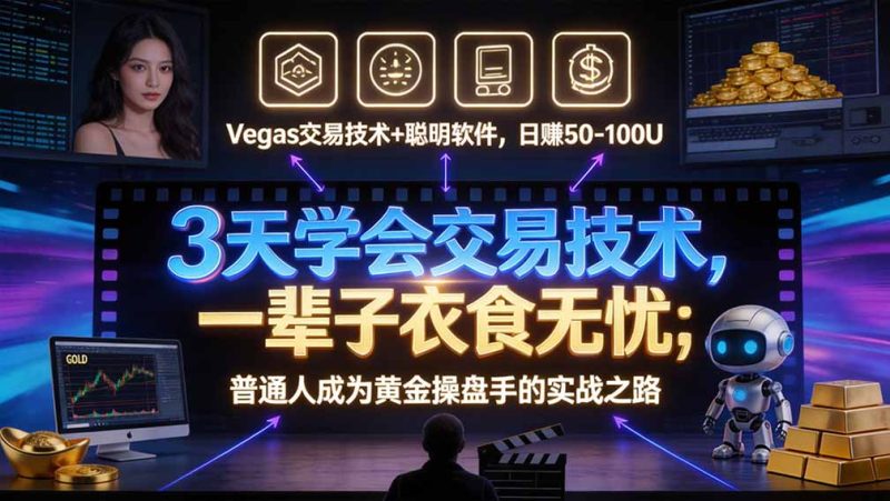 “顺势而为交易系统”3天学会交易技术，聪明软件辅助，小白也能看懂趋势交易，日入30-100U,长期稳定-紫橙项目网