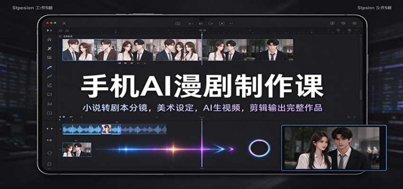 手机AI漫剧制作课：小说转剧本分镜，美术设定，AI生视频，剪辑输出完整作品-紫橙项目网