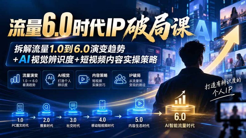 流量6.0时代IP破局课：拆解流量1.0到6.0演变趋势+AI视觉辨识度+短视频内容实操策略-紫橙项目网