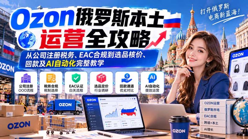 Ozon俄罗斯本土运营全攻略：从公司注册税务、EAC合规到选品核价、回款及AI自动化完整教学-紫橙项目网