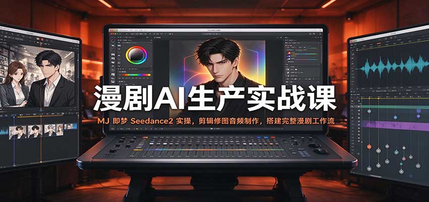 漫剧AI生产实战课：MJ 即梦 Seedance2 实操，剪辑修图音频制作，搭建完整漫剧工作流