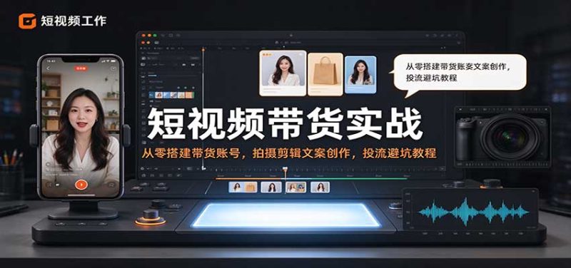 短视频带货实战：从零搭建带货账号，拍摄剪辑文案创作，投流避坑教程-紫橙项目网