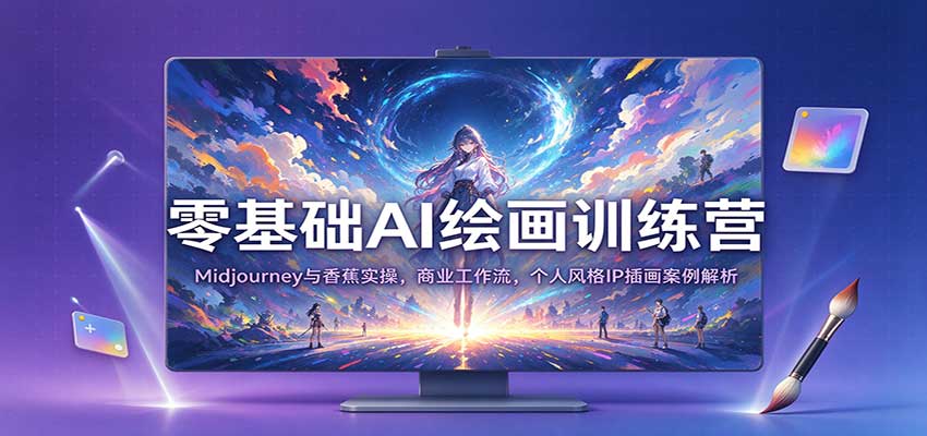 零基础AI绘画训练营：Midjourney与香蕉实操，商业工作流，个人风格IP插画案例解析