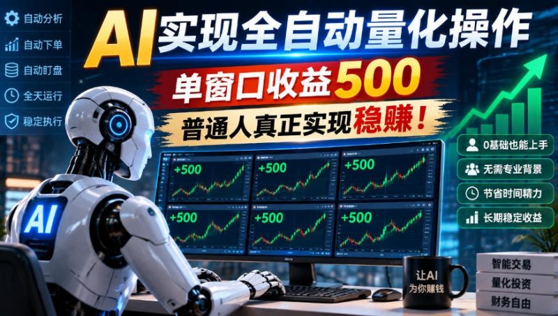 AI实现全自动量化，单窗口月入收益500，别嫌收益少，靠谱最重要！-紫橙项目网