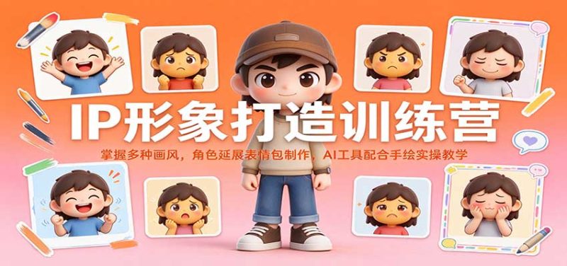IP形象打造训练营：掌握多种画风，角色延展表情包制作，AI工具配合手绘实操教学-紫橙项目网